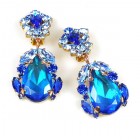 Iris Earrings Clips-on ~ Extra Blue Sapphire
