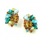 Magic Stones Earrings Clips ~ Topaz Aqua Multicolor*