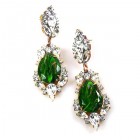 Grand Mythique Earrings for Pierced Ears ~ Crystal Gold Olive