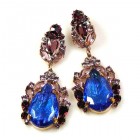 Iris Earrings Pierced ~ Silver Blue Purple