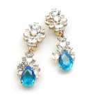 Timeless Clips on Earrings ~ Crystal with Aqua