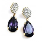 Drops Earrings #1 Pierced ~ Clear with Silver Purple
