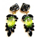 Iris Grande Clips Earrings ~ Silver Lime Black