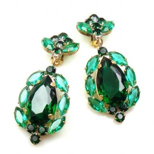 Sonatine Earrrings with Clips ~ Emerald Green