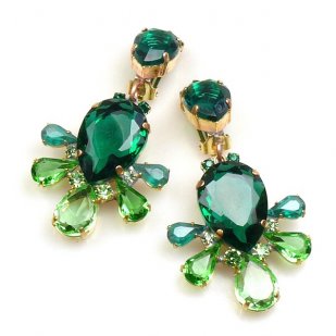 Xara Earrings Clips ~ Green Emerald