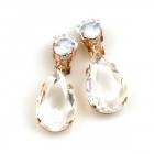 Pears Earrings Clips ~ Clear Crystal