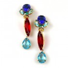 Marina Clips-on Earrings ~ Blue Red Aqua
