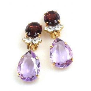 Effervescence Earrings with Clips ~ Violet Purple