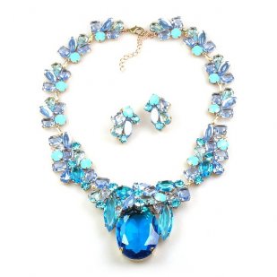 Elipse Necklace Set with Earrings ~ Aqua