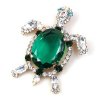 Turtle Brooch ~ Emerald with Clear Crystal