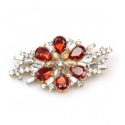 Yumi Classic Brooch ~ Crystal with Red Flower