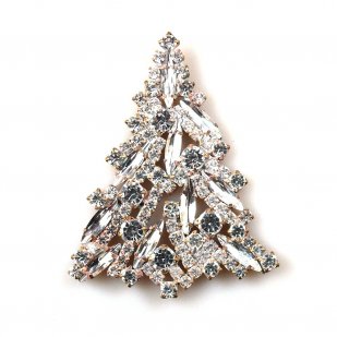 Navette Xmas Tree Brooch ~ Clear Crystal*