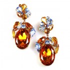 Fiore Pierced Earrings ~ Topaz Ovals with Sapphire Blue