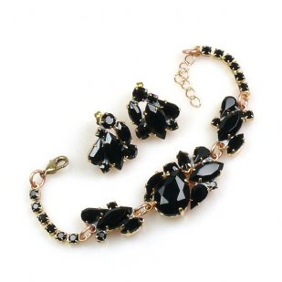 Lite Fountain Bracelet and Earrings ~ Black