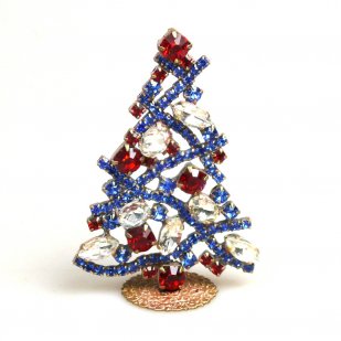 Zig-Zag Xmas Tree Stand-up Decoration 7cm ~ Blue Red Clear*