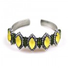 Lucia Cuff Bracelet ~ Yellow Olive ~ Antique Silver