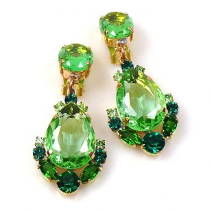 Toccata Earrings Clips ~ Green with Emerald