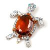 Turtle Brooch ~ Topaz with Clear Crystal