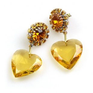 Hearts ~ Topaz Dangling Valentine Earrings for Pierced Ears