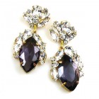 Romance Poetry Earrings Pierced ~ Clear Crystal with Purple