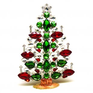 Beautiful Xmas Tree Decoration 21cm Navettes ~ Green Red Clear*
