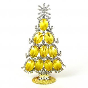 Standing Xmas Tree with Ovals 17cm ~ Yellow Cream Clear*