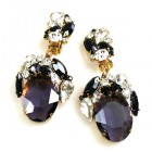 Fiore Clips Earrings ~ Purple with Black and Clear