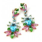 Blush Earrings for Pierced Ears ~ Aqua Green Rose