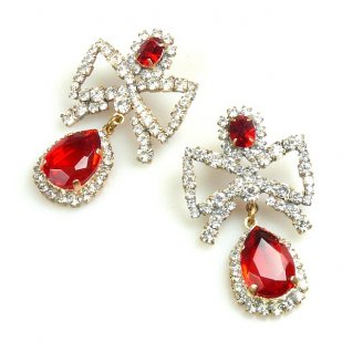 Bows Earrings Pierced ~ Red