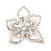 Lotus Flower Pendant / Brooch ~ Clear Crystal