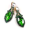 Grand Navette Earrings Clips ~ Green Clear*