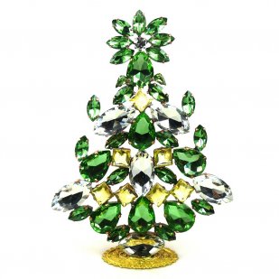 Festive Xmas Standing Tree 17cm ~ Peridot Green Yellow Clear*