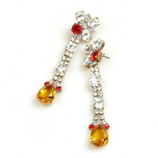 Venice Earrings for Pierced Ears ~ Clear Crystal with Topaz*