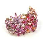 True Love ~ Clamper Bracelet with Flowers ~ Pink