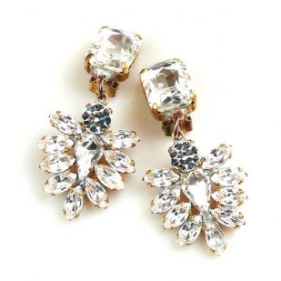 Perceive Earrings with Clips ~ Clear Crystal
