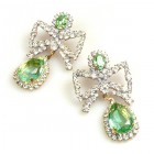 Bows Earrings Pierced ~ Peridot Green