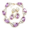 Fountain Necklace Set ~ Clear Crystal with Silver Violet