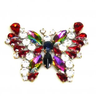 Butterfly Multicolor Brooch ~ Red Vitrail*