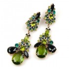 Parisienne Bloom Earrings Pierced ~ Olive Green Tones