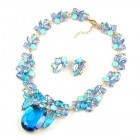 Elipse Necklace Set with Earrings ~ Aqua