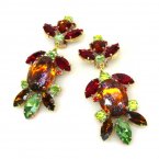 Iris Grande Clips Earrings ~ Extra Dark Topaz and Green*