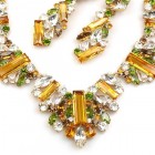 Ffion Necklace Set ~ Topaz Green and Clear Crystal