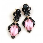 Dragon Eyes Pierced Earrings ~ Black Opaque Pink