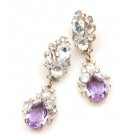 Timeless Pierced Earrings ~ Crystal with Violet