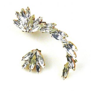 Twist ~ Asymmetric Earrings for Pierced Ears ~ Clear Crystal (L)