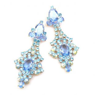 Sparkling Moments Earrings Pierced ~ Aqua with Sapphire Blue