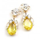 Fountain Clips-on Earrings ~ Clear Crystal Yellow