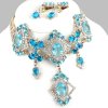 Pompe Choker with Earrings ~ Crystal with Aqua