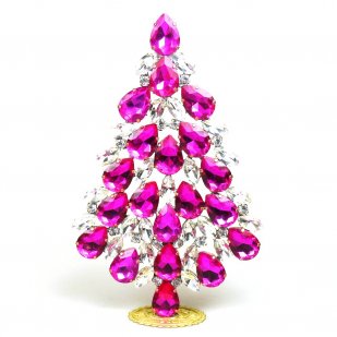 Xmas Teardrops Tree Decoration 20cm ~ Clear Fuchsia*