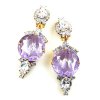 Taj Mahal Earrings Clips ~ Clear with Silver Violet*